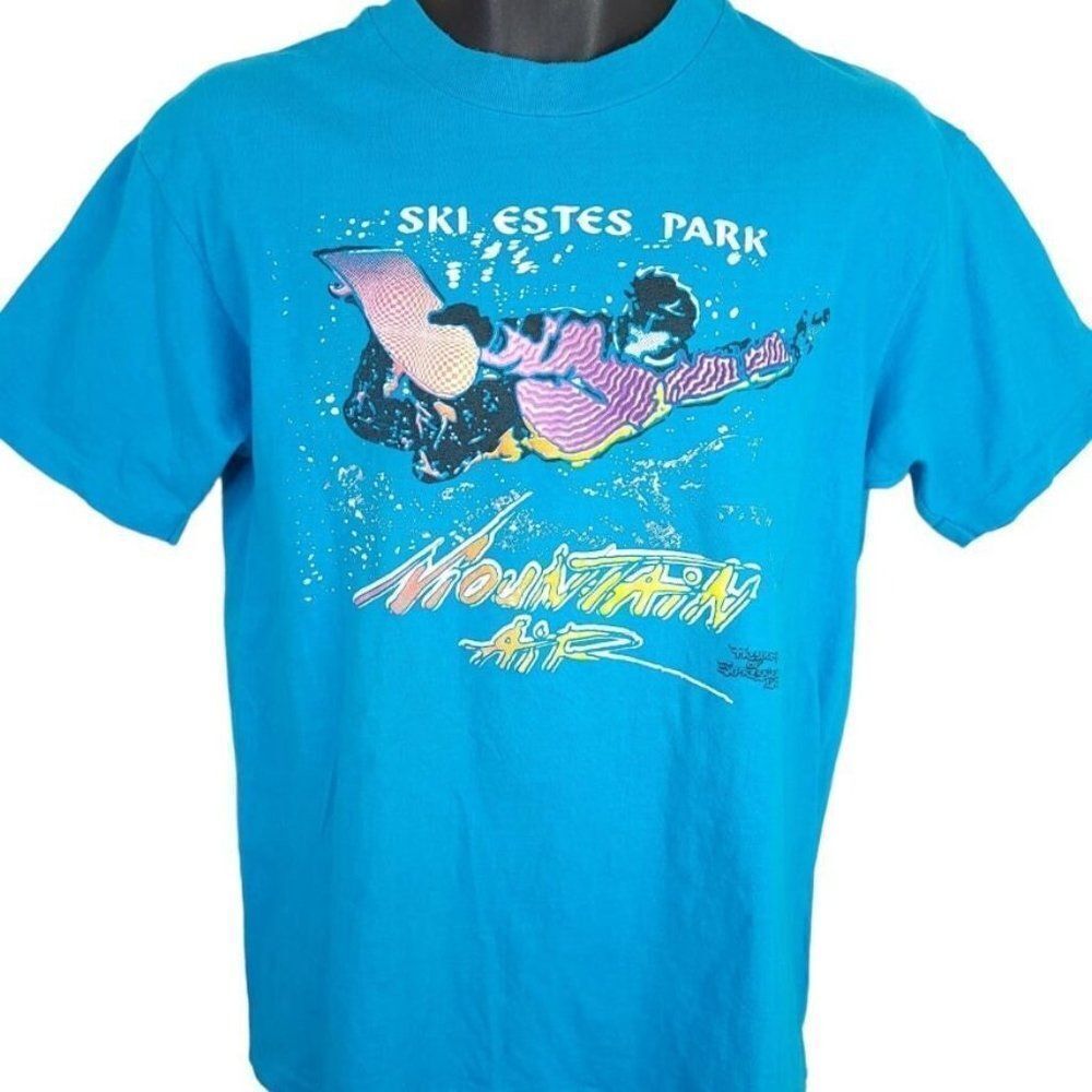 Ski Estes Park T Shirt Vintage 80s Snowboarding Colorado Made In USA Mens Size M